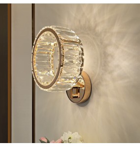 Round Modern 2024 Home Decoration Wall Sconce Luxury Crystal Wall Light Led Bedside Light Fixture for Bedroom Living Room