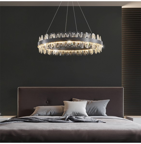 Black Minimalism Style Luxury Dimmable LED Wall Lamp Lustre Modern Suspension Crystal Bedroom Night Lamp Aisle Lights