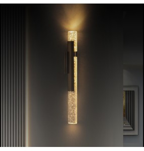 Modern Home Decoration Wall Sconce Gold Long Cylindrical Background Lamps for Living Room Crystal Bedside Lighting