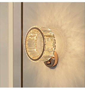 Round Modern 2024 Home Decoration Wall Sconce Luxury Crystal Wall Light Led Bedside Light Fixture for Bedroom Living Room