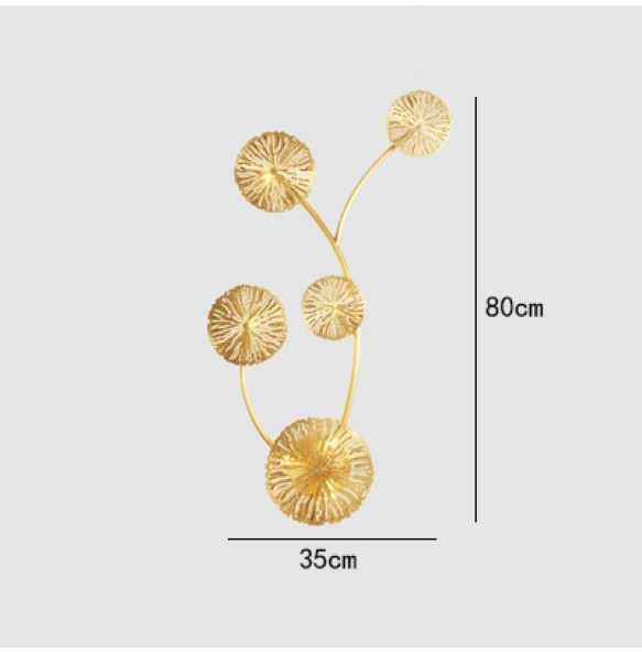 Lotus-shaped LED Gold Wall Lamp Bedroom Night Light Fixture Modern Copper Hotel Restaurant Wall Decor Home Decoration Indoor