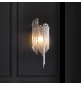 Modern Home Decoration Tassel Wall Lamp Led Silver Chain Wall Sconce Background Lighting for Living Room Villa Hotel