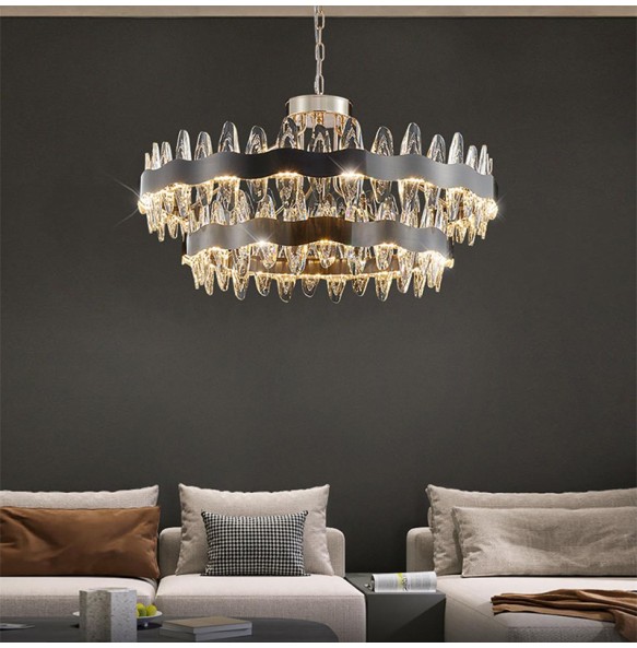 Black Minimalism Style Luxury Dimmable LED Wall Lamp Lustre Modern Suspension Crystal Bedroom Night Lamp Aisle Lights