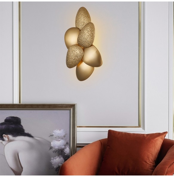 Golden Pebbles LED Wall Lamp 2024 New Trend Lustre Light Fixture Home Decor Appliance Bedroom Night Light Luxury Aisle Lights