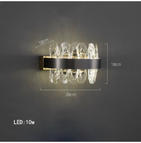 Black Minimalism Style Luxury Dimmable LED Wall Lamp Lustre Modern Suspension Crystal Bedroom Night Lamp Aisle Lights