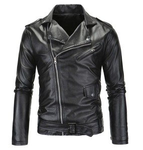 2023 Spring Autumn Plush New Leisure Fashion Men Leather Coat Slimming Coat Motorcycle Men Wear