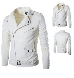 2023 Spring Autumn Plush New Leisure Fashion Men Leather Coat Slimming Coat Motorcycle Men Wear