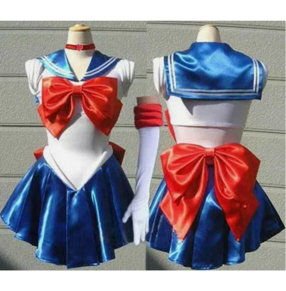 Japan Sailor Moon Costume Uniform Gloves Headwear Cartoon Movie Women Halloween Cosplay Costume Girls Fancy Party Dress