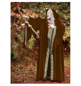 2024 Unisex Halloween Costume Medieval Cape Cloak Adult Hooded Death Vampire Wizard Monk Witch Costume Priest Pastor Gown Robe