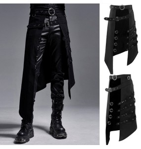 Gothic Men's Half Skirt Jacquard Steampunk Stylish Kilt Open Front Harujuku Burlesque Fringe Traditional Skirts