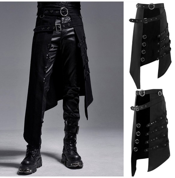 Gothic Men's Half Skirt Jacquard Steampunk Stylish Kilt Open Front Harujuku Burlesque Fringe Traditional Skirts