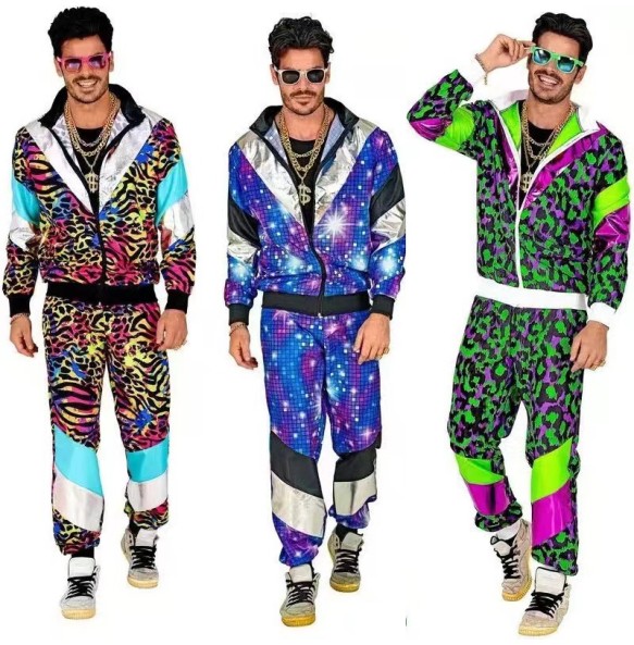 80s disco tracksuit jacket and pants jogging suit retro-style carnival-themed party  cosplay costumes