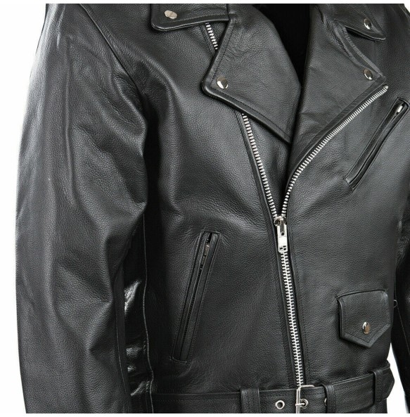 Men PU Leather Jacket Motorcycle Fashion Slim Fit Leather Coat