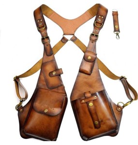 Medieval Steampunk Festival Leather Harness Bag Gothic Shoulder Phone Purse Holster Pouch Viking Pirate Double Hidden Pocket Bag