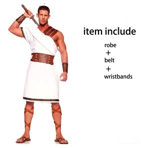 Halloween  Man Ancient Greek Toga Rome Spartan Warrior Cosplay Costume Mythology God  Fancy Dress