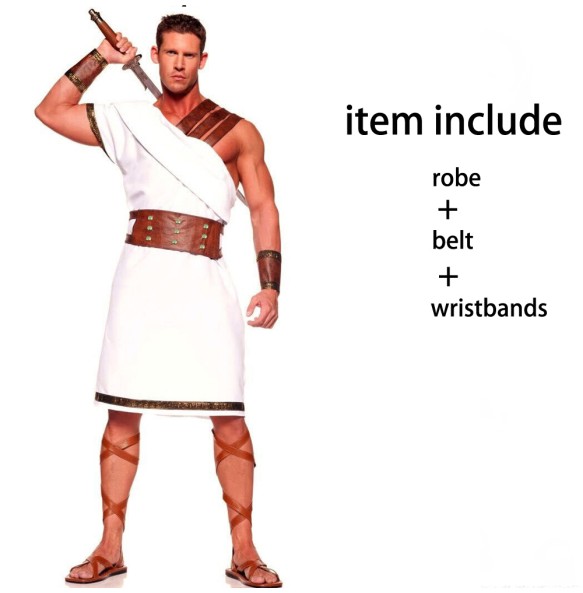 Halloween  Man Ancient Greek Toga Rome Spartan Warrior Cosplay Costume Mythology God  Fancy Dress