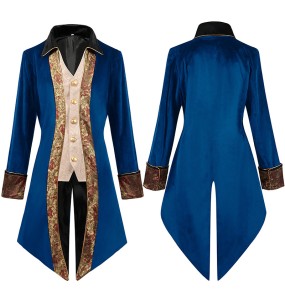 Medieval Cosplay Tuxedo Steampunk Vintage Victorian Long Sleeve Windbreaker Medieval Vintage Suit Prince Costume For Men