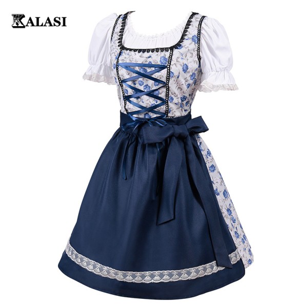 German Ladies Beer Maid  Bavarian Oktoberfest Dress with Apron Costumes Party Halloween Fancy Dress