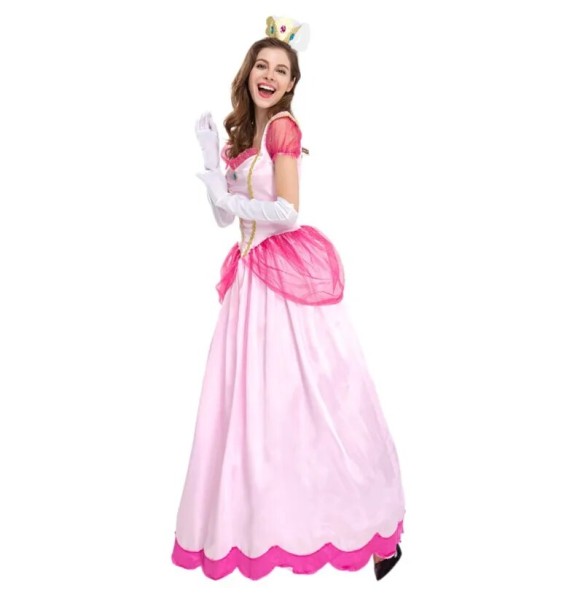 New Princess Dress Palace Party Queen Skirt Pink Peach Blossom Clothes Anime Halloween Costumes for Women