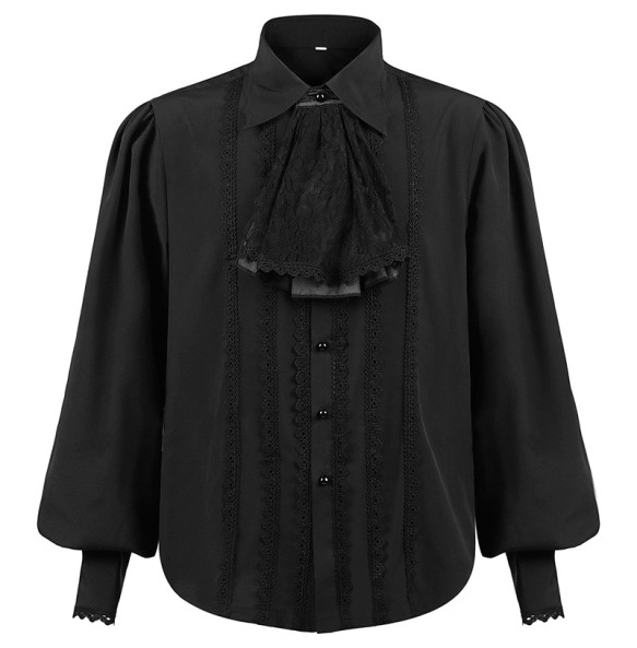 Men Dress Shirts Long Sleeve Vampire Renaissance Steampunk Gothic Ruffled Vintage Medieval Shirts Men Clothing Chemise Male