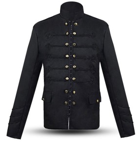 2024 Men Gothic Clothing Military Jackets Medieval Vintage Jacket Stand Collar Rock Frock Coat Men's Retro Punk Coat Jacket