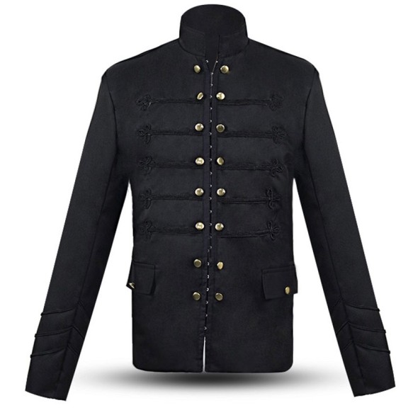 2024 Men Gothic Clothing Military Jackets Medieval Vintage Jacket Stand Collar Rock Frock Coat Men's Retro Punk Coat Jacket