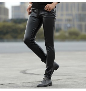 HOO 2023 autumn of cultivate one's morality play high fashionable young tight leather pants and feet locomotive PU leather pants