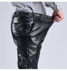 Spring Autumn Men Leather Pants   Smart Casual Male PU Faux Leather Trousers Plus Size Oversize