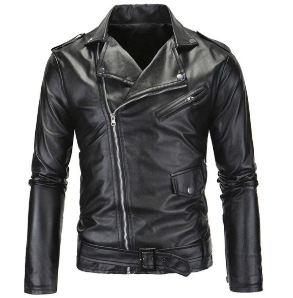 2023 Spring Autumn Plush New Leisure Fashion Men Leather Coat Slimming Coat Motorcycle Men Wear