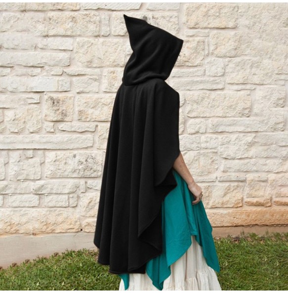 New Women Medieval Vintage Pirate Witch Hooded Cape Steampunk Gothic Velvet Poncho Coats Halloween Carnival Party Cosplay Cloak