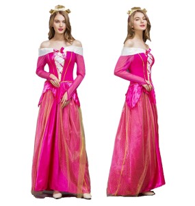 Adult  Costume Women Deluxe Pink Sleeping Beauty Princess Aurora Gorgeous costume For Halloween Party Fancy Dress