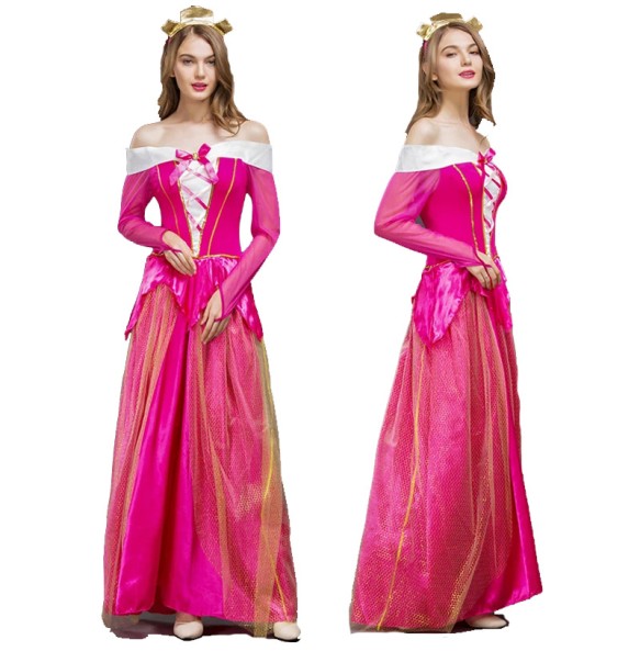 Adult  Costume Women Deluxe Pink Sleeping Beauty Princess Aurora Gorgeous costume For Halloween Party Fancy Dress