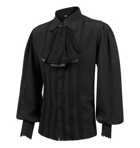 Men Dress Shirts Long Sleeve Vampire Renaissance Steampunk Gothic Ruffled Vintage Medieval Shirts Men Clothing Chemise Male