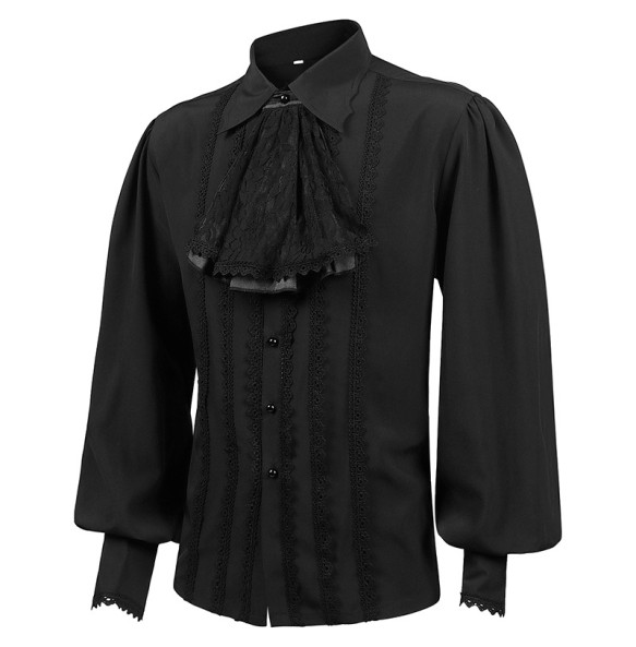 Men Dress Shirts Long Sleeve Vampire Renaissance Steampunk Gothic Ruffled Vintage Medieval Shirts Men Clothing Chemise Male