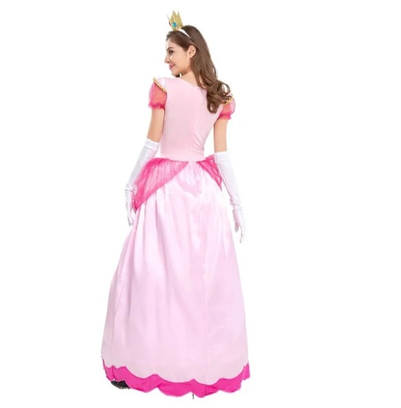 New Princess Dress Palace Party Queen Skirt Pink Peach Blossom Clothes Anime Halloween Costumes for Women