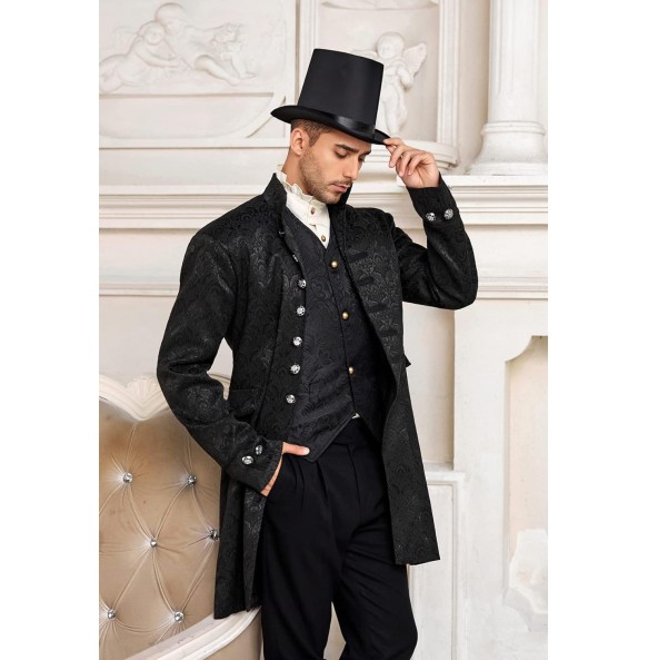 Mens Steampunk Medieval Jacket Pirate Viking Renaissance Costume Formal Tailcoat Gothic Victorian Halloween Tuxedo Coats