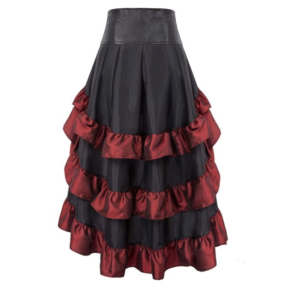 Cosplay Vintage Steampunk Dress Victorian Medieval Ruffled Lace Trim Gothic Skirts Women Corset Skirt Pirate Costumes  cosplay