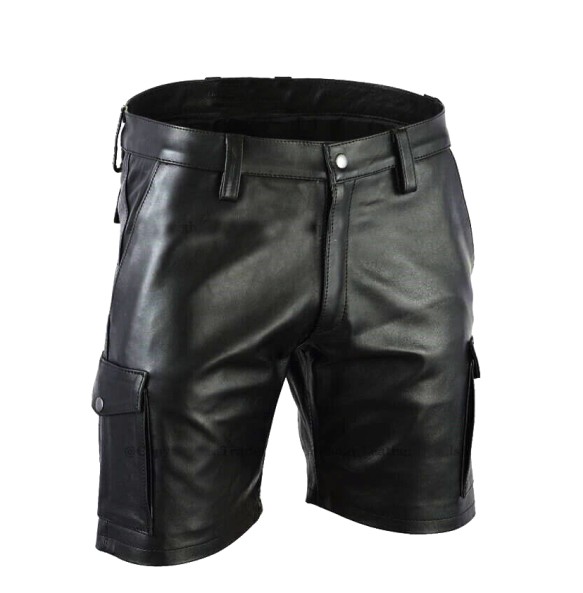 New Men's Leather Shorts Genuine Soft Lambskin Sports Gym Causal Wear Pants