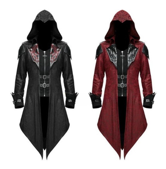 2 Color Assassin Cosplay Medieval Man Streetwear Hooded Jackets Outwear Costume Edward Assassins Creed Halloween Costume