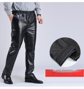 Spring Autumn Men Leather Pants   Smart Casual Male PU Faux Leather Trousers Plus Size Oversize