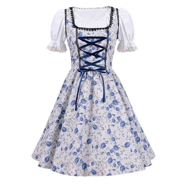 German Ladies Beer Maid  Bavarian Oktoberfest Dress with Apron Costumes Party Halloween Fancy Dress