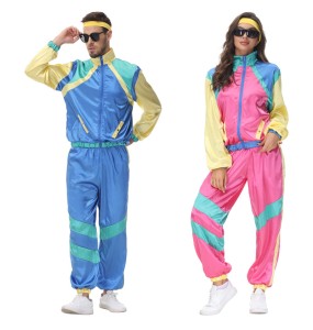 Cosplay  Halloween Costumes 70s Retro Disco Couple Sportswear Cos Party Stage Performance Costumes