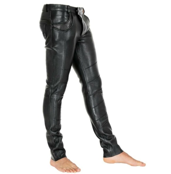 Men's Goth Steampunk Pu Leather Pant Black Motorcycle Rock Roll Slim Legging Pants Plus Size