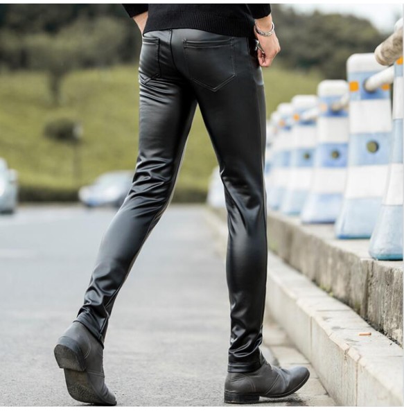 HOO 2023 autumn of cultivate one's morality play high fashionable young tight leather pants and feet locomotive PU leather pants