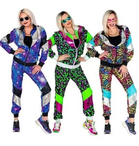 80s disco tracksuit jacket and pants jogging suit retro-style carnival-themed party  cosplay costumes