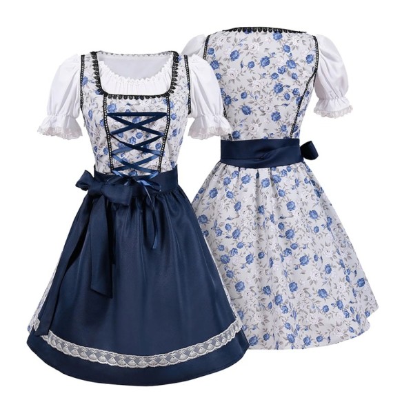 Lace-Up Oktoberfest Dress With Apron Festival Traditional Bavarian Beer Costumes German Dirndl Party Dresses