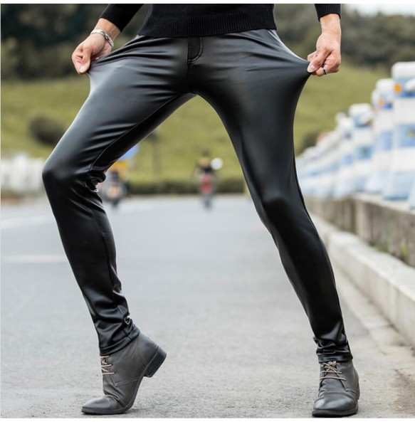 HOO 2023 autumn of cultivate one's morality play high fashionable young tight leather pants and feet locomotive PU leather pants