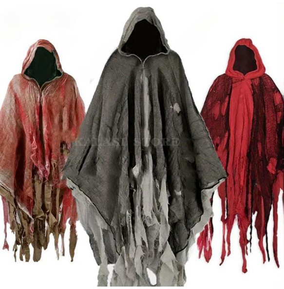 Unisex Halloween Ghost Dementors Cosplay Costume Gothic Horror Zombie Tattered Hooded Capes Day Of The Dead Party Props Cloaks