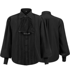 Men Dress Shirts Long Sleeve Vampire Renaissance Steampunk Gothic Ruffled Vintage Medieval Shirts Men Clothing Chemise Male