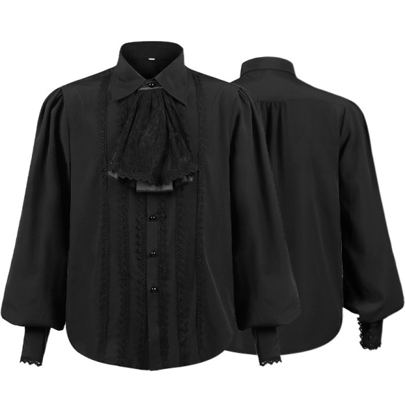 Men Dress Shirts Long Sleeve Vampire Renaissance Steampunk Gothic Ruffled Vintage Medieval Shirts Men Clothing Chemise Male